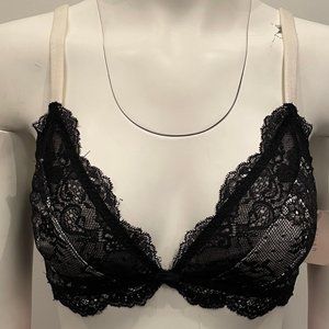 BNWT Blush After Midnight Bralette Black White Straps Medium